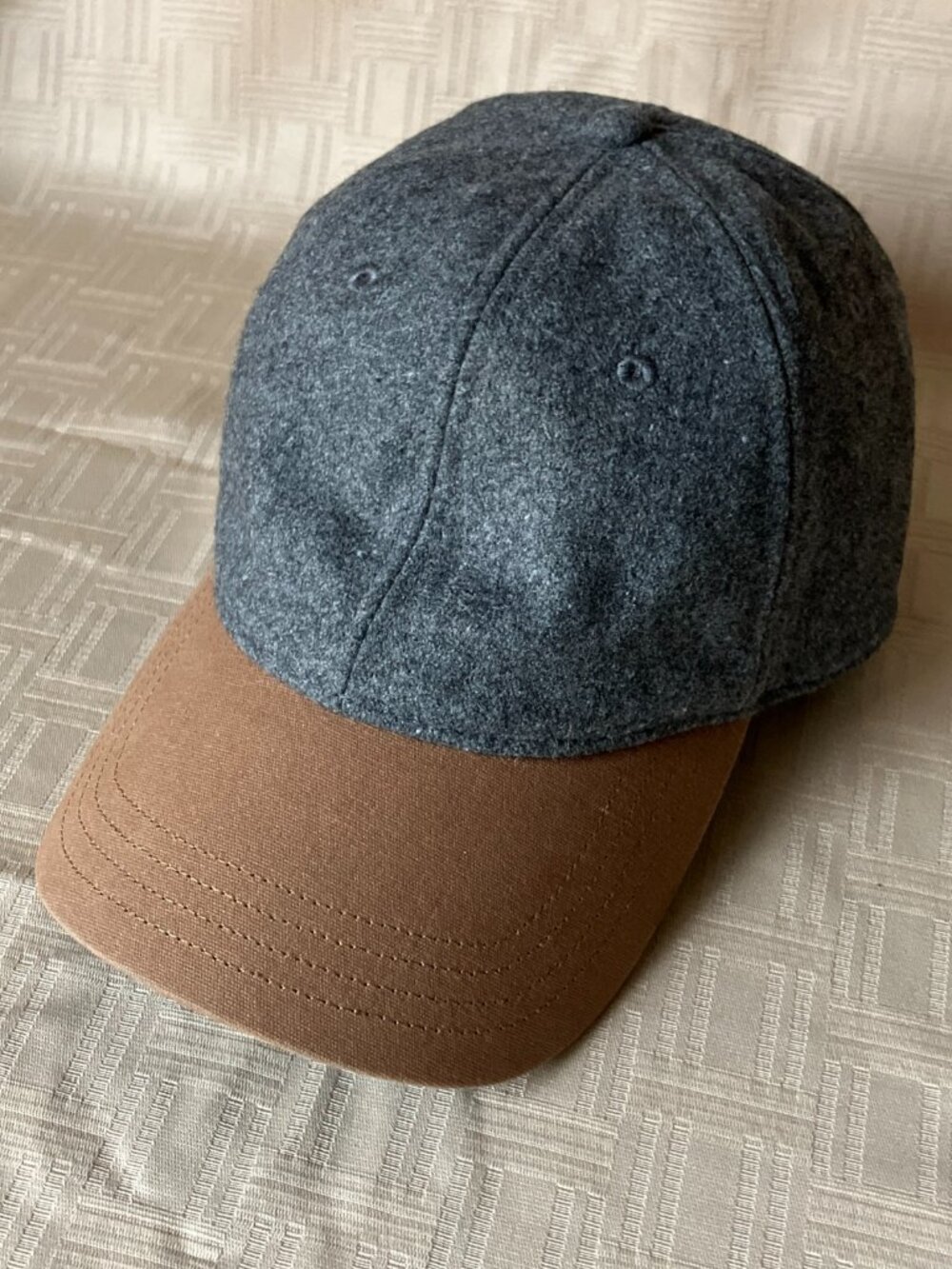 LL Bean Wool Blend Canvas Leather Strap Baseball Cap Hat Excellent Pre-Owned